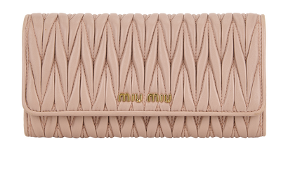 Miu Miu Matelassé Long Wallet, &pound;350, Accessories, Pink, Leather, Front view